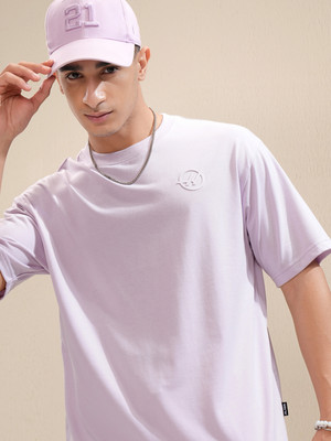 HIGHLANDER Printed Men Round Neck Purple T-Shirt