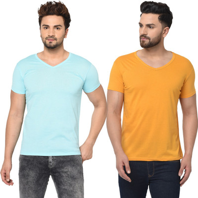 Adorbs Trend Solid Men V Neck Multicolor T-Shirt