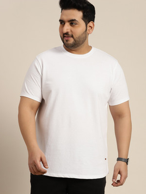 MIRENO Solid Men Round Neck White T-Shirt
