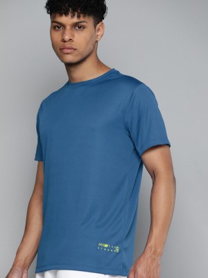 HRX by Hrithik Roshan Solid Men Round Neck Blue T-Shirt