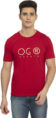 playR Printed Men Round Neck Red T-Shirt