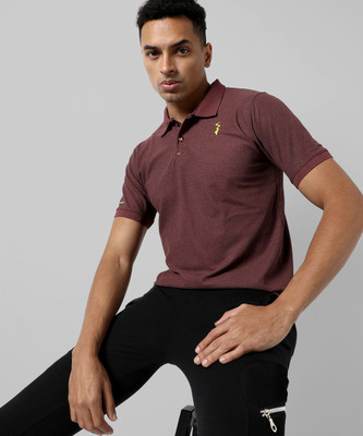 CAMPUS SUTRA Solid Men Polo Neck Brown T-Shirt