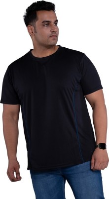 HouseOfCommon Solid Men Round Neck Black T-Shirt