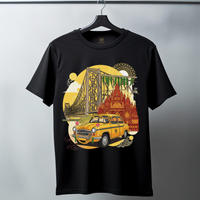monotee Printed Men Round Neck Black T-Shirt