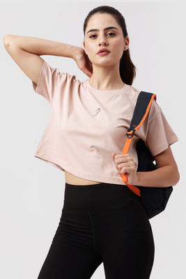 FuaarK Solid Women Round Neck Beige T-Shirt