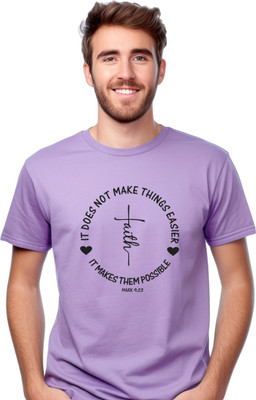 Witty Curls Printed Men Round Neck Purple T-Shirt