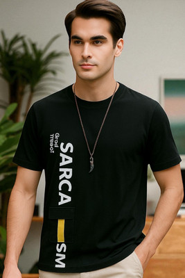 Autna Printed Men Round Neck Black T-Shirt