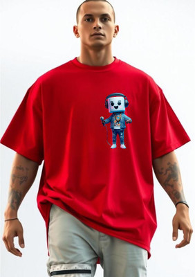 BLOSSOMTRADER Graphic Print Men Round Neck Red T-Shirt