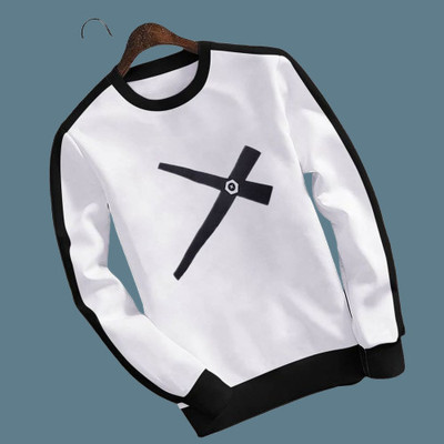 EMERALD Printed Men Round Neck White, Black T-Shirt