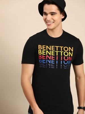 United Colors of Benetton Solid Men Round Neck Black T-Shirt