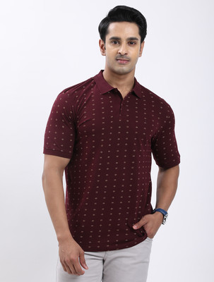 INDIAN TERRAIN Printed Men Polo Neck Maroon T-Shirt