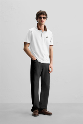 william and scott Solid Men Polo Neck White T-Shirt