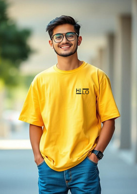 UrGear Printed Men Round Neck Yellow T-Shirt