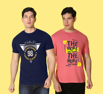 WOOSTRO Printed Men Round Neck Multicolor T-Shirt