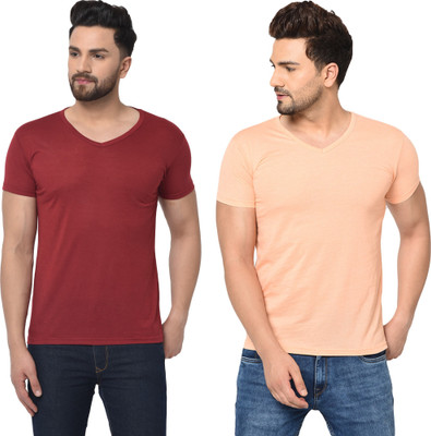 Tresna Fab Solid Men V Neck Multicolor T-Shirt