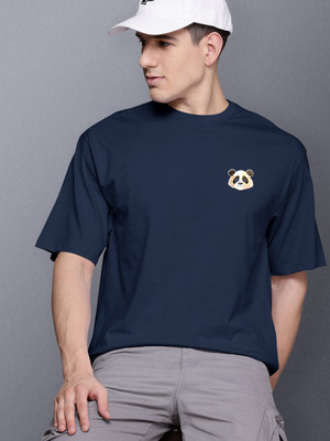 PATOIS Solid Men Round Neck Blue T-Shirt