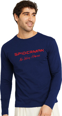 OrrganicChics Printed Men Round Neck Navy Blue T-Shirt