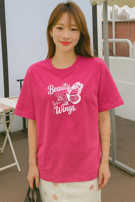 MAJESTIC FASHION Printed Women Round Neck Pink T-Shirt