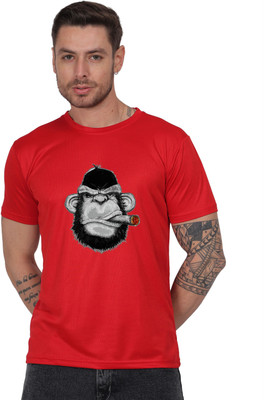 LIFE STYLE COMMERCE Printed Men Round Neck Red T-Shirt