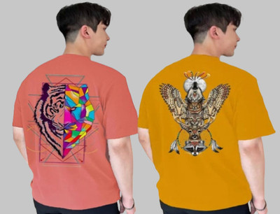 Parona Graphic Print Men Round Neck Orange, Yellow T-Shirt