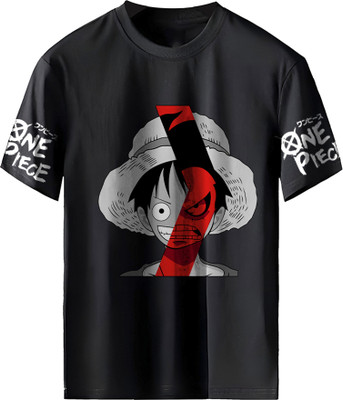 ON TREND Printed Men Round Neck Black T-Shirt