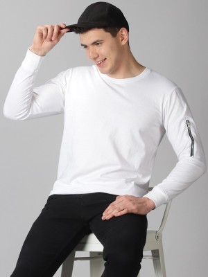 Bee Brezo Solid Men Round Neck White T-Shirt