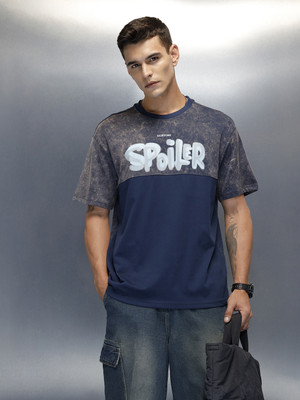 WROGN Washed Men Crew Neck Blue T-Shirt