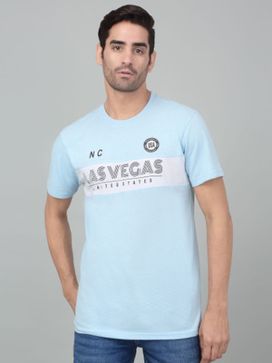 CANTABIL Printed Men Round Neck Blue T-Shirt