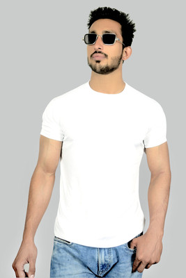 Riva Solid Men Round Neck White T-Shirt