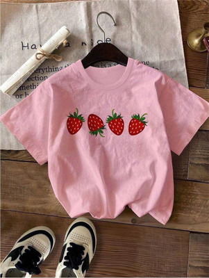 TRENDY TEES Graphic Print Women Round Neck Pink T-Shirt