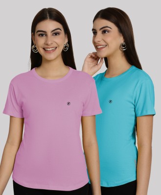 FRISKERS Solid Women Mandarin Collar Multicolor T-Shirt