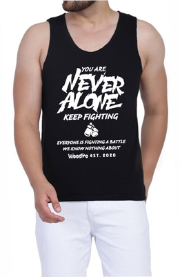 WOOSTRO Printed Men Round Neck Black T-Shirt