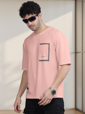 Bullmer Printed Men Round Neck Pink T-Shirt