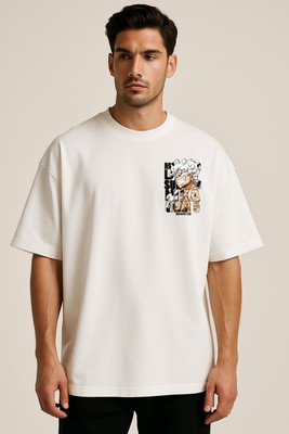 PS ENTERPRISES Graphic Print Men Round Neck White T-Shirt