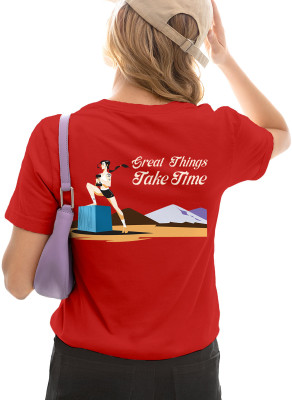 Fighterhero Printed Women Round Neck Red T-Shirt
