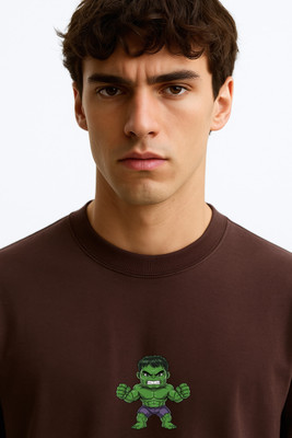 Teesverse Printed Men Round Neck Brown T-Shirt