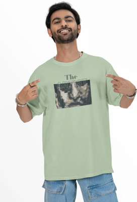 Desi Gentleman Graphic Print Men Round Neck Light Green T-Shirt