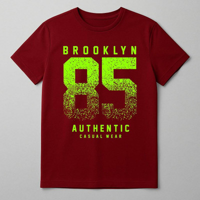 Soulskull Printed Men Round Neck Maroon, Green T-Shirt