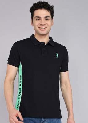 U.S. POLO ASSN. Solid Men Polo Neck Blue T-Shirt