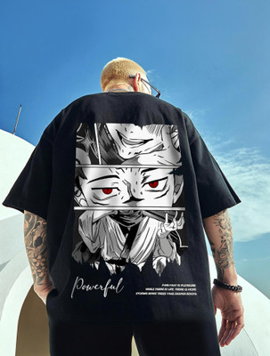 FASHIONORIYA Printed Men Round Neck Black T-Shirt
