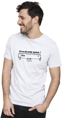 KRYONIX Solid, Printed Men Round Neck White T-Shirt