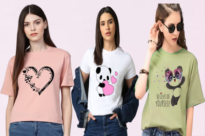 Parona Printed Women Round Neck Multicolor T-Shirt