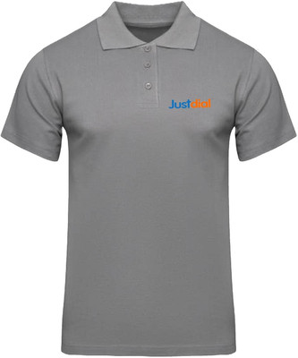 GoobyDooby Solid Men Polo Neck Grey T-Shirt