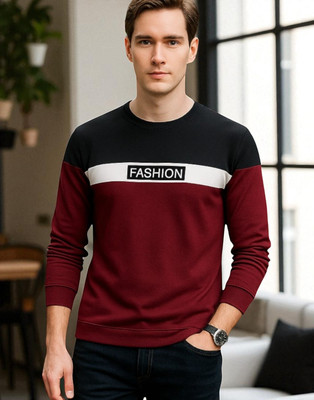 Teezler Printed Men Round Neck Maroon T-Shirt
