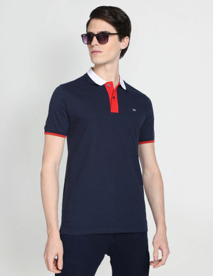 Arrow Sport Solid Men Polo Neck Blue T-Shirt