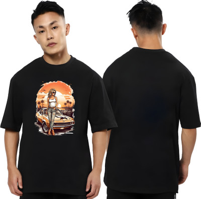 Kaido Printed Men Round Neck Black T-Shirt