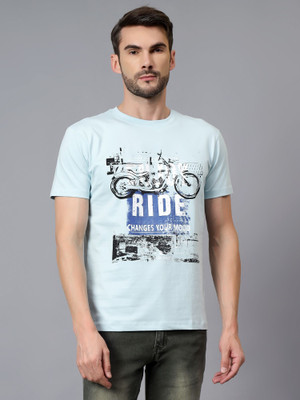 CANTABIL Printed Men Round Neck Blue T-Shirt