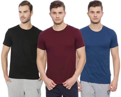 VAN HEUSEN Solid Men Round Neck Multicolor T-Shirt
