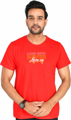 Burundi Blu Typography Men Round Neck Red T-Shirt