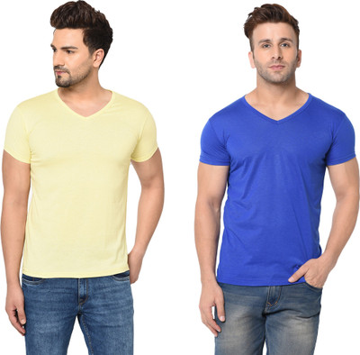 Adorbs Trend Solid Men V Neck Multicolor T-Shirt